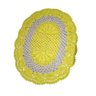 Tapete Crochê Oval Sala Quarto Banheiro Branco Amarelo 75x55 - 1