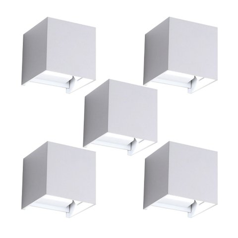 Kit 5 Arandelas Blindada Parede Lux Box 3W 3000K Branco