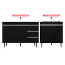 Ver imagem 2 de Balcão Gabinete Pia Andréia Sem Tampo 120cm e Armário Para Cooktop 02 Portas Preto - Desk Design AJL