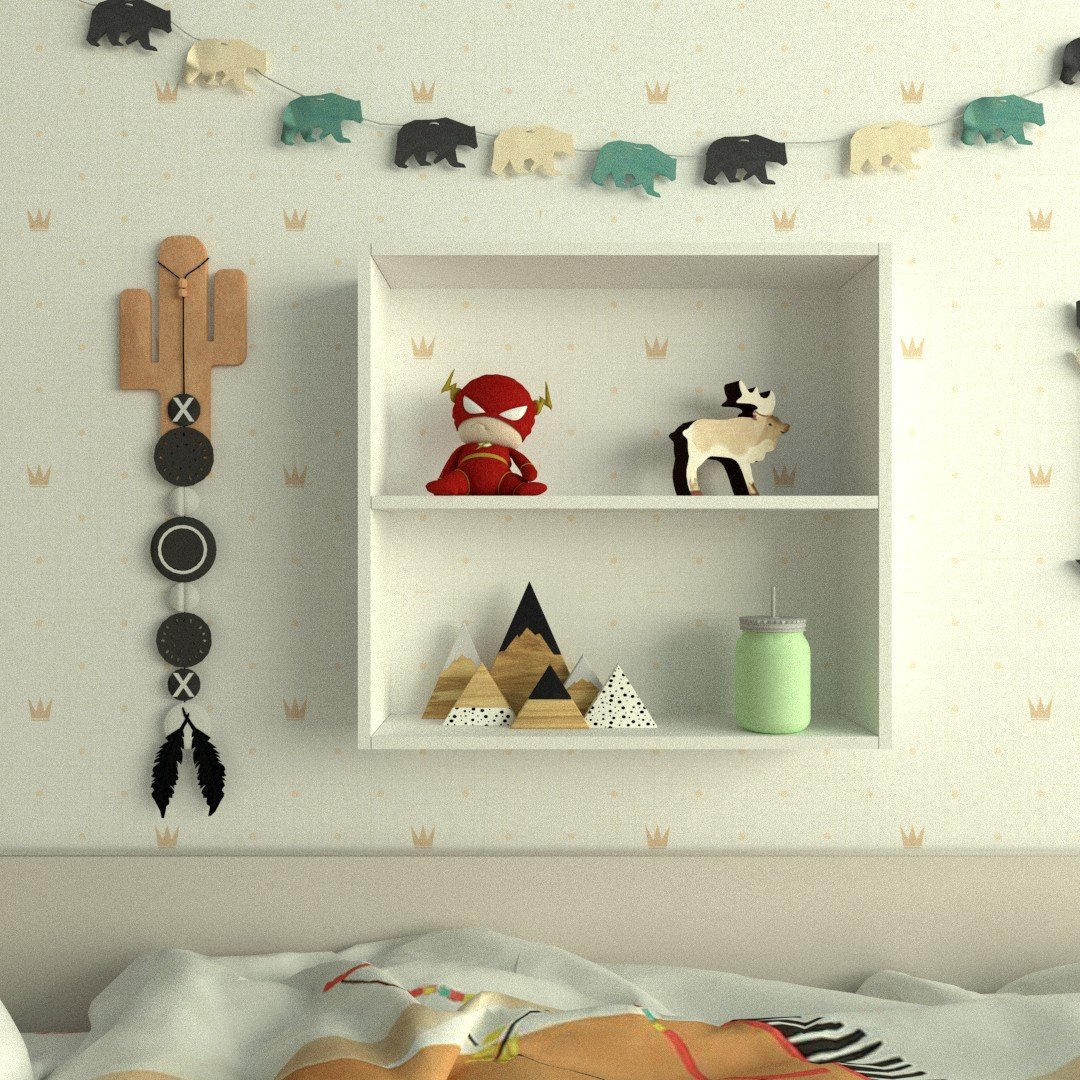 Nicho Minimalista Branco Mdf Organizador Dormitorio Bebe Infantil Kids - Rufatto Decorações