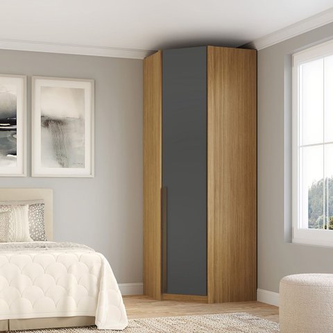 Guarda Roupa Modular 1 Porta Canto 45 Altezza Trend Belmax:freijó/titânio