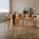 Ver imagem 3 de Kit 6 Banquetas Alta em Madeira Maciça com Encosto Gaia