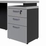Mesa em L 1,20m com Gaveteiro 3 Gavetas Pés Painel F5 Office Cor:cinza Sagrado com Preto - 6