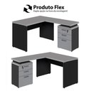 Ver imagem 7 de Mesa em L 1,20m com Gaveteiro 3 Gavetas Pés Painel F5 Office Cor:cinza Sagrado com Preto