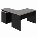 Ver imagem 5 de Mesa em L 1,20m com Gaveteiro 3 Gavetas Pés Painel F5 Office Cor:cinza Sagrado com Preto