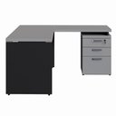 Ver imagem 4 de Mesa em L 1,20m com Gaveteiro 3 Gavetas Pés Painel F5 Office Cor:cinza Sagrado com Preto