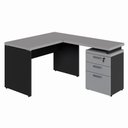 Ver imagem 3 de Mesa em L 1,20m com Gaveteiro 3 Gavetas Pés Painel F5 Office Cor:cinza Sagrado com Preto