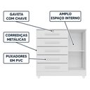Ver imagem 2 de Cômoda Grande 5 Gavetas 1 Porta com Chave Elegante Branco Repleta