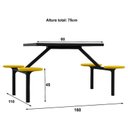 Ver imagem 5 de Mesa para Refeitório Fixa 4 Lugares MDP Branco de 25 mm - Assento Amarelo - 50303