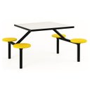 Ver imagem 2 de Mesa para Refeitório Fixa 4 Lugares MDP Branco de 25 mm - Assento Amarelo - 50303