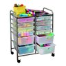 Gaveteiro Carrinho Organizador Com Rodas 12 Gavetas Aço Cromado - 1