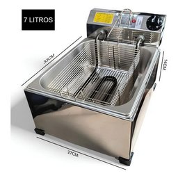 Fritadeira Elétrica a Óleo 7l Profissional + Escorredor:60/inox/220v - 6