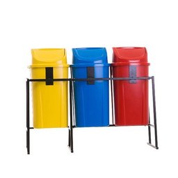Coletor Seletivo Basculante 60L - 3 Lixeiras com Sup. de Metal Colorido - 2