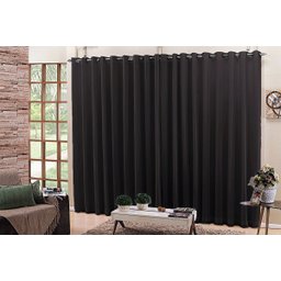 Cortina 4,00x2,30 Sala Quarto Cozinha Voil Forro Blackout: Preto - 5