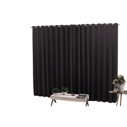 Cortina 4,00x2,30 Sala Quarto Cozinha Voil Forro Blackout: Preto - 1