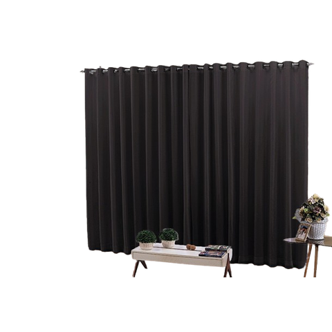 Cortina 4,00x2,30 Sala Quarto Cozinha Voil Forro Blackout: Preto