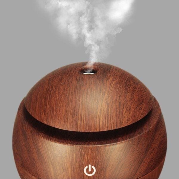 Umidificador Aromatizador De Ar USB Difusor Aromas LED 7 Cores Madeira Escura