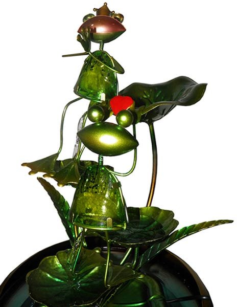 Fonte de Cascata com Água Decorativa Grande de Metal para Jardim Sapo com Coração e Coroa Dourada - 1