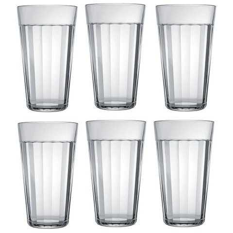 Jogo 6 Copo Americano em Vidro Long Drink 450ml Nadir