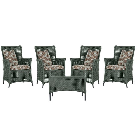 4 Poltronas e 1 Mesa Igapó em Alumínio Pintura Preta Corda Náutica Estofado 6