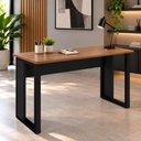 Ver imagem 1 de Mesa de Trabalho Industrial 150 cm X 60 cm Tampo Encorpado 25 mm F5 Office Cor:Nogal com Preto