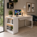 Ver imagem 3 de Mesa para Escritório 160cm com Prateleiras Laterais Reversíveis ME4182 Branco - Tecnomobili