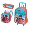 Kit Mochila Infantil Rodinha + Lancheira + Estojo Duplo Miraculous LadyBug Pacific - Vermelho - 1