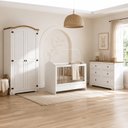 Ver imagem 1 de Conjunto Quarto de Bebê Compacto 4 Peças com Berço Cômoda e Guarda-Roupa MDF Bege Retrô Smile