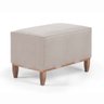Puff Decorativo Retangular Pé em Madeira - Suede Nude - 1
