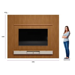 Painel Ripado Modular para Tv até 75 Polegadas 1 Nicho 1 Prateleira 2 Portas - 5