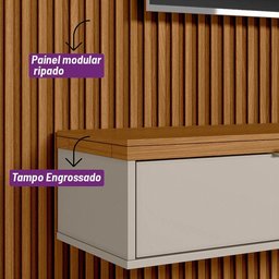 Painel Ripado Modular para Tv até 75 Polegadas 1 Nicho 1 Prateleira 2 Portas - 2