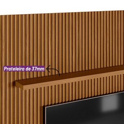Painel Ripado Modular para Tv até 75 Polegadas 1 Nicho 1 Prateleira 2 Portas - 3