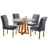 Conjunto Sala de Jantar Natalle 4 Lugares Mesa Redonda Tampo Em Vidro 1,0m e 4 Cadeiras Móveis Mundi - 2