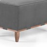 Puff Decorativo Retangular Pé em Madeira - Cinza - 2