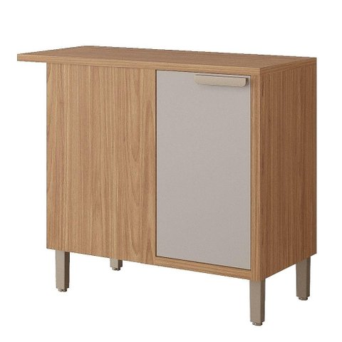 Balcão de Cozinha 100%mdf 92x52cm de Canto 1 Porta Eloise Mgm Móveis Freijó/off White
