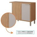 Ver imagem 4 de Balcão de Cozinha 100%mdf 92x52cm de Canto 1 Porta Eloise Mgm Móveis Freijó/off White