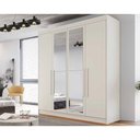Ver imagem 1 de Guarda Roupa Solteiro 3 Gavetas e 4 Portas C-2 Espelho Nantes Off White - Europa