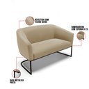 Ver imagem 4 de Sofá Namoradeira 2 Lugares Base Industrial Preto Stella Suede Marrom Rato D03 - D'Rossi