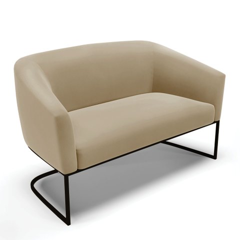 Sofá Namoradeira 2 Lugares Base Industrial Preto Stella Suede Marrom Rato D03 - D'Rossi