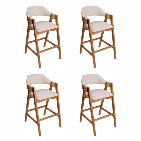 Kit 4 Banquetas em Madeira Maciça Bélgica Espresso Móveis