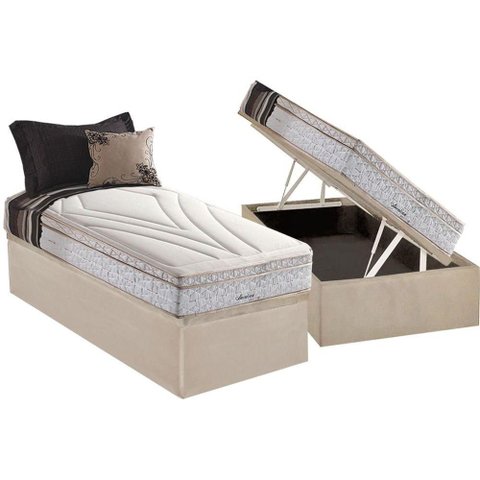 Cama Box Baú Crc Solteiro +Colchão Molas Bonnel American Herval 88