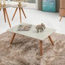 Ver imagem 1 de Mesa de Centro Retangular Laqueada com Vidro - Off White