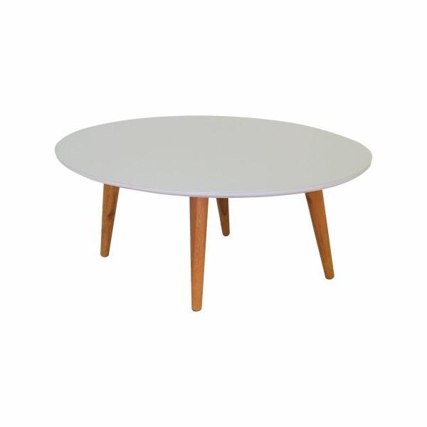 Mesa de Centro Oval Laqueada com Vidro - Off White - P - 2