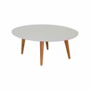 Ver imagem 2 de Mesa de Centro Oval Laqueada com Vidro - Off White - P