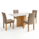 Ver imagem 2 de Conjunto de Mesa de Jantar 4 Lugares Retangular 120x80cm MDF Cinamomo e Off White