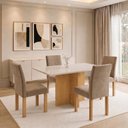Ver imagem 1 de Conjunto de Mesa de Jantar 4 Lugares Retangular 120x80cm MDF Cinamomo e Off White