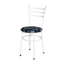 Ver imagem 2 de Conjunto 6 Cadeiras Epóxi Branca para Cozinha Assento Estampado Floral Preto