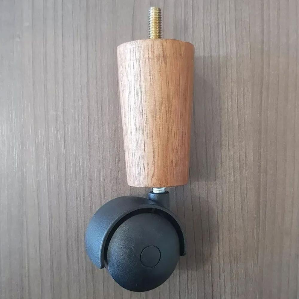 Conjunto 4 Pés para Cama Box Casal com Rodizio para Moveis Box Solteiro 13cm Dimader Mel - 6