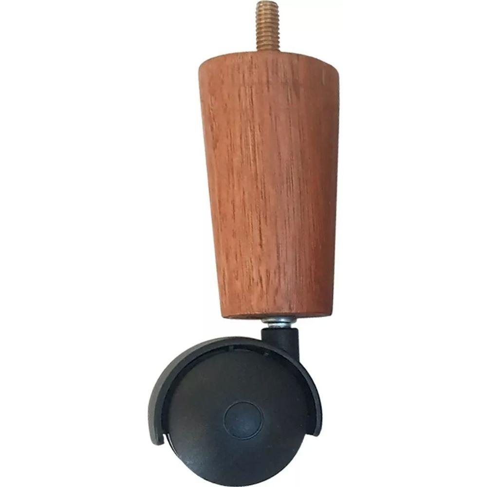 Conjunto 4 Pés para Cama Box Casal com Rodizio para Moveis Box Solteiro 13cm Dimader Mel - 5