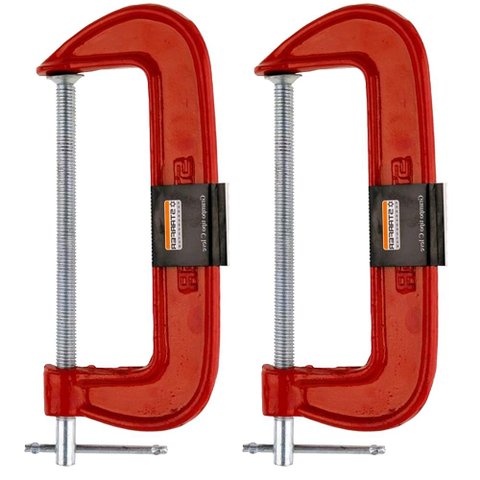 Kit 2 Grampos Tipo C Marceneiro Carpinteiro Leve 8 Polegadas - Starfer